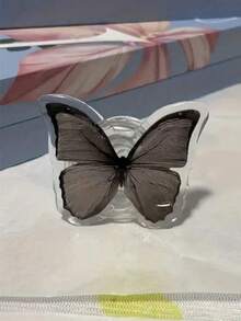 Creative Butterfly Back Sticker Push-Pull Phone Stand, Retractable 360° Rotating Butterfly Slouchy Stand, Universal - Black - View 4