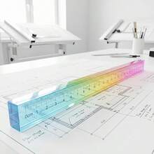 Colorful Ruler Cube Geometry Drawing 2-In-1 Tool Math Learning Stationery Set Drawing Measurement Stationery Math Teaching Aid Multi-Function Plastic Geometric Solid - A - View 6