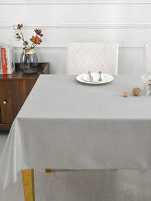 1pc Rectangular Tablecloth, Suitable For Buffet, Holiday Party, Dinner, Wedding And Baby Shower, Home Decoration, Solid Color Tablecloth, Fabric Tablecloth - White - View 3