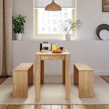 Compact Kitchen Dining Table Set – Wooden 3-Piece Dinette With 2 Matching Benches, Seats Up To 4, Space-Saving Design For Small Apartments, Dorms Or Studio Living Spaces - Wood - View 5