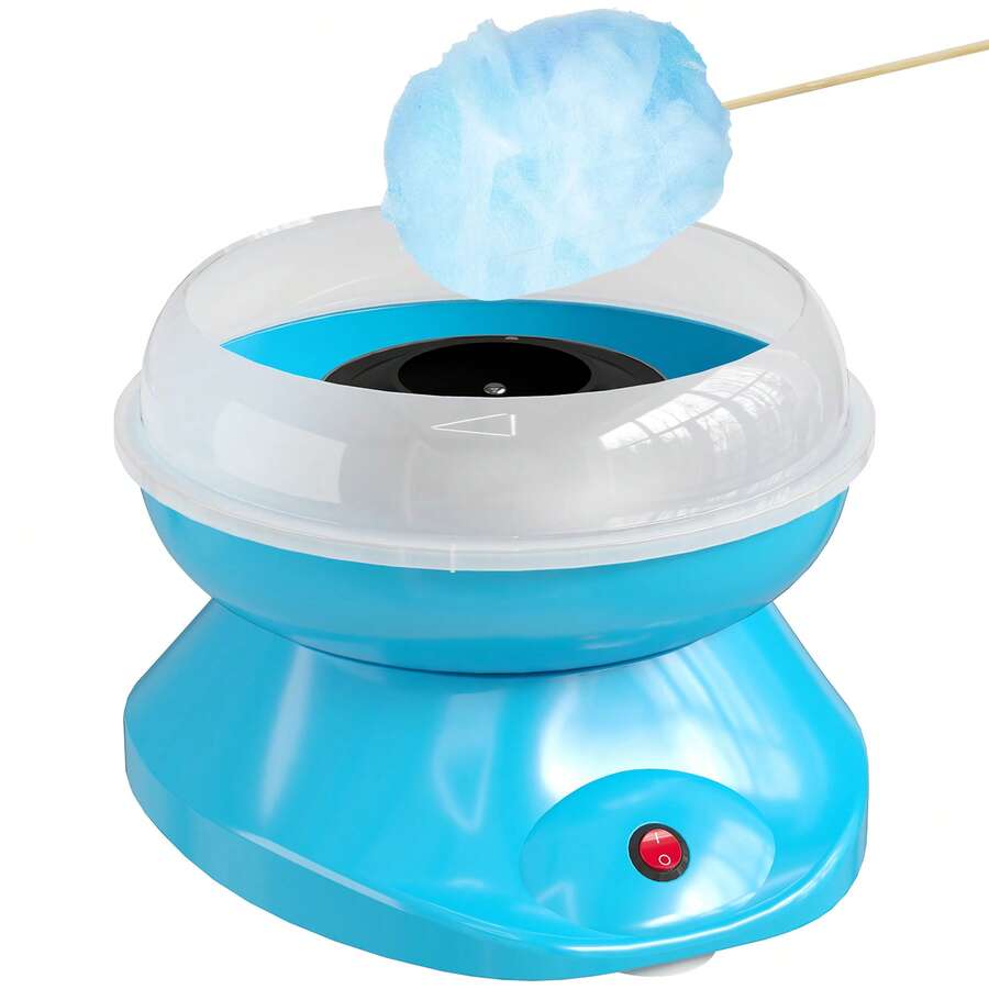 HOMCOM Máquina de Algodón de Azúcar, 450W-550W, Máquina para Hacer Algodón de Azúcar con 10 Palitos, para Fiestas de Cumpleaños Infantiles, en Casa, 27x26x18 cm, Azul - Enchufe EU Tipo C(220-240V) - Ver 1