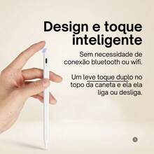 Caneta Magnetica Capacitiva Para Desenho Grafico E Escrita Em Tablet E Celular Ponta Fina Macia Nao Risca A Tela Design Ergonomico - branco - Visão 1