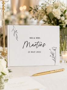 Personalized Wedding Guest Book, Personalized Linen Cover Photo Album, Guest Reception Book, Customized Engagement Keepsake Book, Wedding Signature Book, Wedding Commemorative Gift - Multicolor - View 5