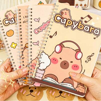 Buku Catatan Spiral A5 Motif Gadis Teh Susu, 4 Sampul Kartun Gadis, 60 Halaman Bergaris, Buku Catatan Spiral Lucu untuk Catatan Kelas dan Jurnal Siswa