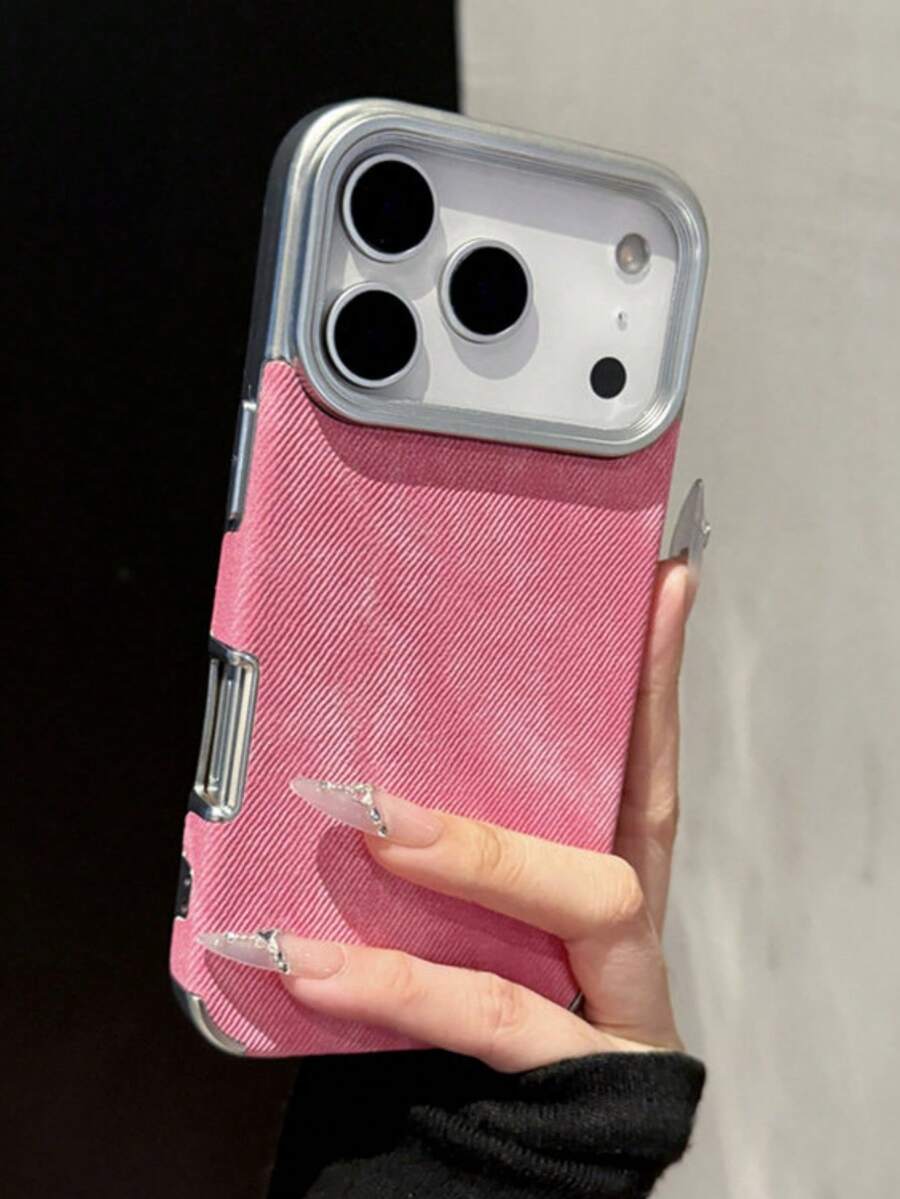 1件裝奢華牛仔布料軟電鍍防震保護殼，適用 17 Air 16 15 14 Plus 13 12 11 Pro Max，布料品牌防撞保護套