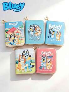 Hasbro 1個 Bluey Family 卡通印花數位收納包，耳機配件收納袋、零錢包、卡夾，多功能收納，主題派對裝飾、行李配件、派對小禮、派對服裝配件、生日活動獎品、派對拍照道具 - 彩色 - 查看 2