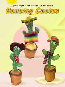 1pc Dancing Cactus, Magical Flower, Repeat Recording, Glowing Doll, Creative Plush Twisting Body Doll, Singing, Stress Relief Prank Toy For Teens - Multicolor - View 4