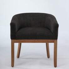 Mid-Century Modern Upholstered Barrel Dining Chairs With Arms - Grey - View 5