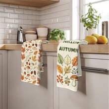 2PCS Kitchen Towels Watercolor Autumn Maple Leaf Pumpkin Mushroom Pattern Printed 40*60cm Watercolor Style Rectangular Microfiber Kitchen Towels, Dish Cloths, Tablecloths, Hand Towels, Kitchen Decor, Home Decor, Housewarming Gifts For Neighbors, Perfect For Kitchen And Bathroom Use, Suitable For Housewives And Family Gatherings, For Money, Household Essential - Multicolor - View 10