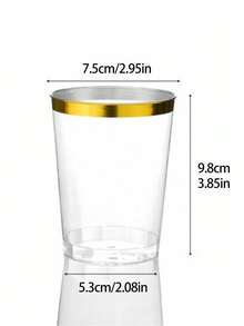 10pcs 10oz Gold Rim Plastic Cups - Durable Hard Cold Drink Cups, Suitable For Weddings, Birthdays, Christmas And New Year, Stackable Elegant Party Tableware, Perfect For Halloween, Christmas And Other Holiday Celebrations And Gatherings - A - View 10