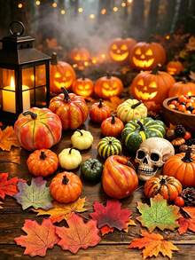 54pcs Pumpkin Decor Set - Halloween Thanksgiving Autumn Home Decor Artificial Pumpkins Suitable For Bedroom Decor, Home Decor, Wedding Decor, Room Decor, Tabletop Centerpiece, Harvest Party, Birthday Gift, Halloween Decor, Autumn Decor, Faux Plants - Multicolor - View 4