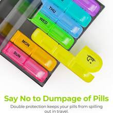 Weekly Pill Organizer, 3 Times A Day, Color-Coded 7-Day Pill Box With Detachable Single Container, Large Capacity Portable Travel Pill Box, Suitable For Daily Medications, Vitamins, Fish Oil And Supplements - Multicolor - View 5