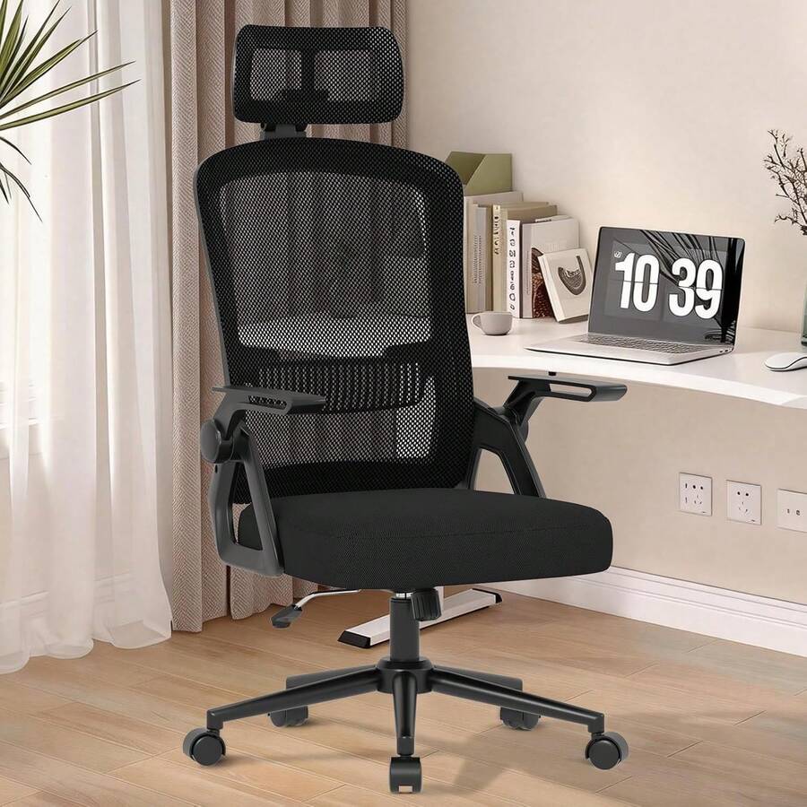 naspaluro Bürostuhl Ergonomischer Schreibtischstuhl Grau| Atmungsaktives Netzgewebe, Lendenwirbelstütze, höhenverstellbarer Computerstuhl, verstellbare Armlehnen, Kopfstütze, Drehstuhl HRZB - Schwarz - Übersicht 1