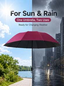 12-Rib Windproof Folding Umbrella, Travel Essential, Sun Protection & Rainproof Dual-Use, Portable Casual Vacation/Summer Supplies - Multiple Styles - View 8