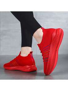 Women's Slip-On Shoes, Comfortable Breathable Polyurethane Sole, Minimalist Elegant Design - Red - View 8