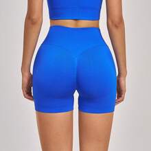 Women's Knitted High Elasticity Sports Shorts, Butt-Lifting Design, Perfect For Sports And Exercise - Blue - View 6