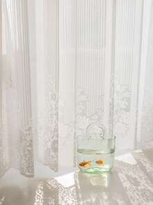1 Stück französischer Vintage-Stil frischer weißer Spitzen-Transparentvorhang, hochwertiger transparenter dünner Gaze-Fenstervorhang, koreanischer reinweißer vertikal gestreifter Transparentvorhang, geeignet für Arbeitszimmer, Wohnzimmer und tägliche Heimdekoration - Verschiedenfarbig - Übersicht 8