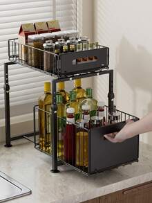 Kitchen Organizers And Storage, Kitchen Accessories, Utility Racks, Under Sink Organizer, Pull Out Cabinet Organizer, 2 Tier Slide Out Sink Shelf, , Multi-Purpose Kitchen Under Counter Storage - Multicolor - View 8