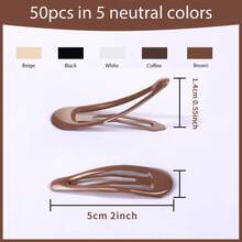 50pcs Large Capacity Metal Water Drop Edge Hair Clips Storage Box Set, Multi-Color Basic Straight Hair Clips For Makeup, Styling, Sectioning And Fixing - 50 Pcs - View 3