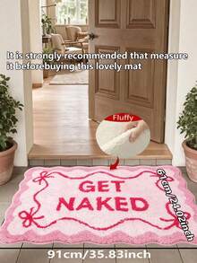 Blue Bow Bathroom Mat, Bathroom Rug, Bathroom Carpet, Door Mat, Area Decor Rug, Humorous Wavy Bathroom Decor, Machine Washable, Plush Material, Bathroom Floor Carpet, Suitable As Party Gift, Bathtub, Shower Use, Pink - Pink - View 16