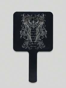 1pc Gothic Fallen Angel Hand Mirror, Black Vintage Floral Handheld Makeup Mirror, Dark Aesthetic Y2K Gothic Style Vanity Mirror - Multicolor - View 7