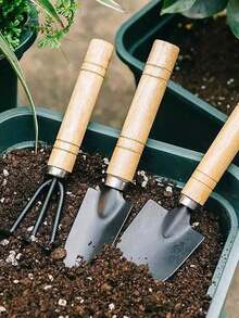Juego de Herramientas de Jardinería (4 piezas): Incluye Tijeras de Podar, Paleta, Rastrillo y Pala, Para Plantar y Deshierbar – Diseño de Mango de Madera Ergonómico, Perfecto para su Patio y Balcón - Multicolor - Ver 5
