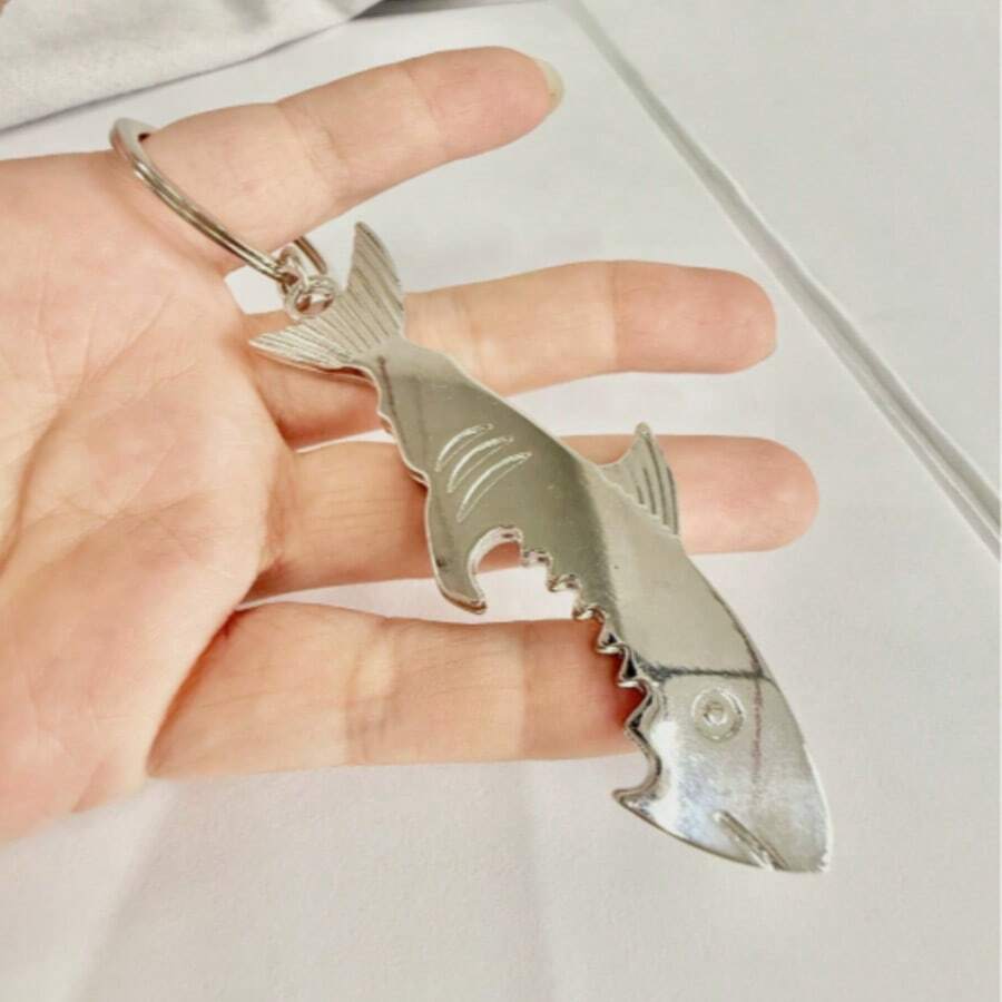 Men's Shark Keychain, Metal Bottle Opener Key Ring For Car Keys And Daily Carry, Portable Multi-Functional Key Holder With Durable Design, Unique Gift Accessory For Men - Multicolor - View 1