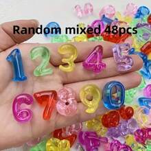 2D Flat, 24pcs/48pcs 3D Colorful Transparent Acrylic Numbers, Crystal-Like Beads For DIY Projects, Holiday Table Decorations & Vase Fillers - Premium Number Beads - View 9