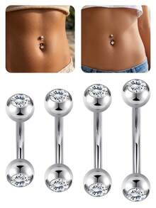 CIZME 14G 女款小號肚臍環 316L 不鏽鋼螺紋肚臍環 Rook 穿刺飾品彎棒 - Belly Rings - 查看 1