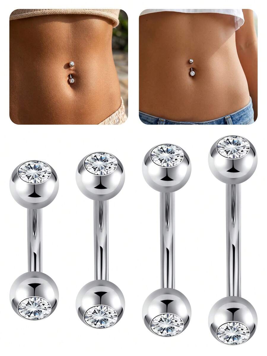 CIZME 14G 女款小號肚臍環 316L 不鏽鋼螺紋肚臍環 Rook 穿刺飾品彎棒 - Belly Rings - 查看 1