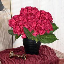 1pc Rose Red Artificial Hydrangea Flower, Realistic Silk Hydrangea Flower Decor, High-Quality Artificial Floral, Suitable For DIY Wedding Bouquet, Party, Home Living Room, Kitchen, Garden, Hotel, Office, DIY Halloween, Christmas, Thanksgiving Decoration, Autumn Home Garden Party Decor, DIY Arch Floral Wreath Decoration, Also A Gift For Girls - bright rose red - View 4