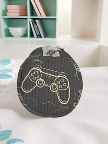 1pc Pencil Case, Stationery Storage Bag, Corduroy Material Game Console Print, Large Capacity Pencil Pouch For Teenagers, Multifu, First Day Of School - Multicolor - View 5
