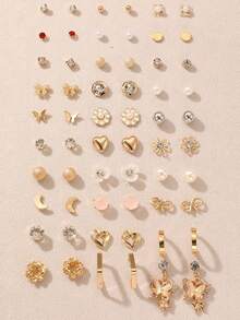 NAIZHU 30 Pairs Colorful Fashionable Cute & Sweet Style Earring Set For Girls - Multicolor - View 5