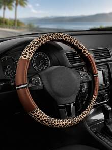 1pc Luxury Leopard Print Steering Wheel Cover, Soft Touch PU Material, Universal 14.5-15.5 Inch Non-Slip Steering Wheel Cover, Fashionable Leopard Print Car Interior, Suitable For Sedan/SUV/Truck, Perfect For Daily Commute And Travel Gift - A - View 1