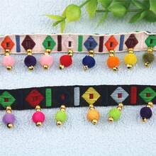 1 Yard Handmade Beaded Tassel Ribbon Trim For Clothing, Hat, Necklace Decoration, Used For Sewing Clothing And Bag Edge Lace Decoration - Multicolor - View 3