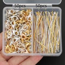 100pcs/120pcs/150pcs DIY Jewelry Clasp Parts Set With Lobster Clasp, (Approx. 50mm) Flat Head Pin, Suitable For Braided DIY Keychain, Necklace, Bracelet, Earring Accessories, Bag Pendant Connector Pin, Cuttable And Bendable Bead Stringing Pin, Bead Connector, DIY Jewelry Making Materials - Lobster Clasp & Flat-head Pin - View 15