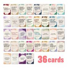 New 36pcs Inspirational Affirmation Cards, Minimalist Watercolor Style Text Cards, Single-Sided Printed Cards, Blank Back For Custom Writing, Holiday Gift Cards/Valentine's Day Gift Cards. - Multicolor - View 3