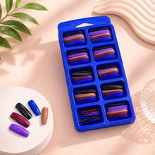 Kit 100 Tips de Unhas Quadradas Decoradas / Prontas para Aplicação, Natural e Durabilidade Premium---WJ - Roxo - Visão 4