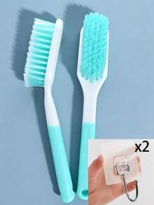Long Handle Cleaning Brush + Hook, Stiff Bristle Brush, Suitable For Washing Clothes And Shoes, Multi-Function Gap Cleaning Brush, Home Helper - A - View 8