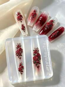 1pc Rose Bouquet Bow Ribbon 3D Carved Nail Art Silicone Mold - Clear - View 11