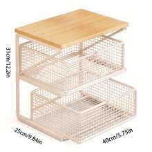 [Vertical Shelf] 1pc Kitchen Microwave Rack - Multi-Functional Countertop Vertical Baking Rack With Drawers, Essential Kitchen Tool Storage Rack - White - View 3