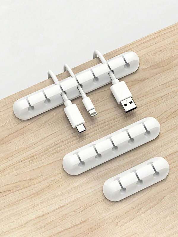 Haus Hana Paquete de 1 organizador de cables de silicona autoadhesivo con 3 agujeros, 5 agujeros o 7 agujeros para ordenar cables de escritorio de oficina, auriculares, teléfonos móviles y datos. Sujetacables multifunción, soporte para cables de pared y estante de almacenamiento de escritorio para volver a la escuela