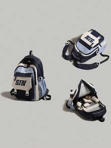 [ Backpack | Multi-Color Options . Versatile For Campus & Commute]Organized Storage. Thickened Back Padding + Adjustable Shoulder Straps, Comfortable To Wear Without Shoulder Pressure; Suitable For Daily Commute, Short Trips, Classes And Self-Study. - Multicolor - View 3