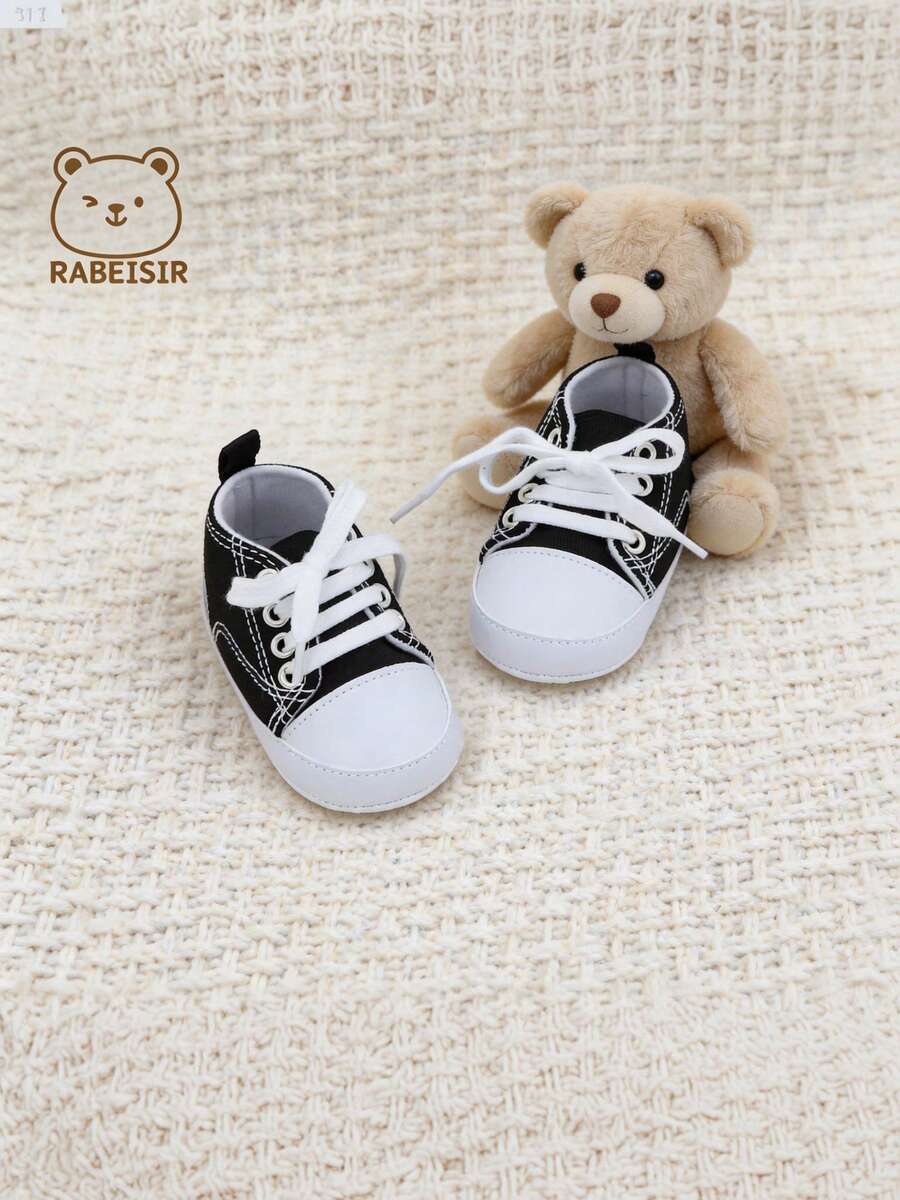 Spring Summer Autumn Infant Pre-Walker Shoes, Breathable Infant Pre-Walker Shoes 0-1.5 Years Old, Classic Versatile - Black - View 1