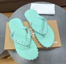 CL Explosion Red Rivet Sole Non-Slip Flat Heel Clip Foot Beach Sandals Outdoor Couples - 薄荷綠 - 查看 4