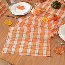 Vintage Plaid Table Runner, Autumn Harvest Decor, Suitable For Restaurant Holiday Party Home Dining Table Decoration And Thanksgiving Home Kitchen Dining Table Decoration - A - View 2
