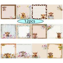 3/9/12 Pack Highland Cow Sticky Note Set - Cute Cow And Flower Design, Durable Paper, Perfect For Birthday Parties, Home, School And Office, Ideal Gift For Women On Valentine's Day - one-size - View 15