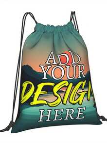1 pieza Mochila con cordón personalizada con foto, sube tu foto, añade tu diseño, impresión a doble cara, bolsa con cordón personalizada con diseño de puesta de sol al aire libre, adecuada para senderismo, gimnasio y viajes - Multicolor - Ver 7