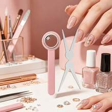 2Pcs Cat Eye Nail Tools Set, Hollow Ring Handheld Styling Stick With For Manicure Halo Light Pattern Making - Multicolor - View 3