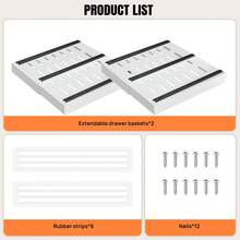 Rigogo 2 Pack Expandable Pull Out Cabinet Organiser, Adhesive Slide Out Drawers 32-53cm For Kitchen Pantry, No-Drill Installation With Strong Hold,Balck & Withe - View 14